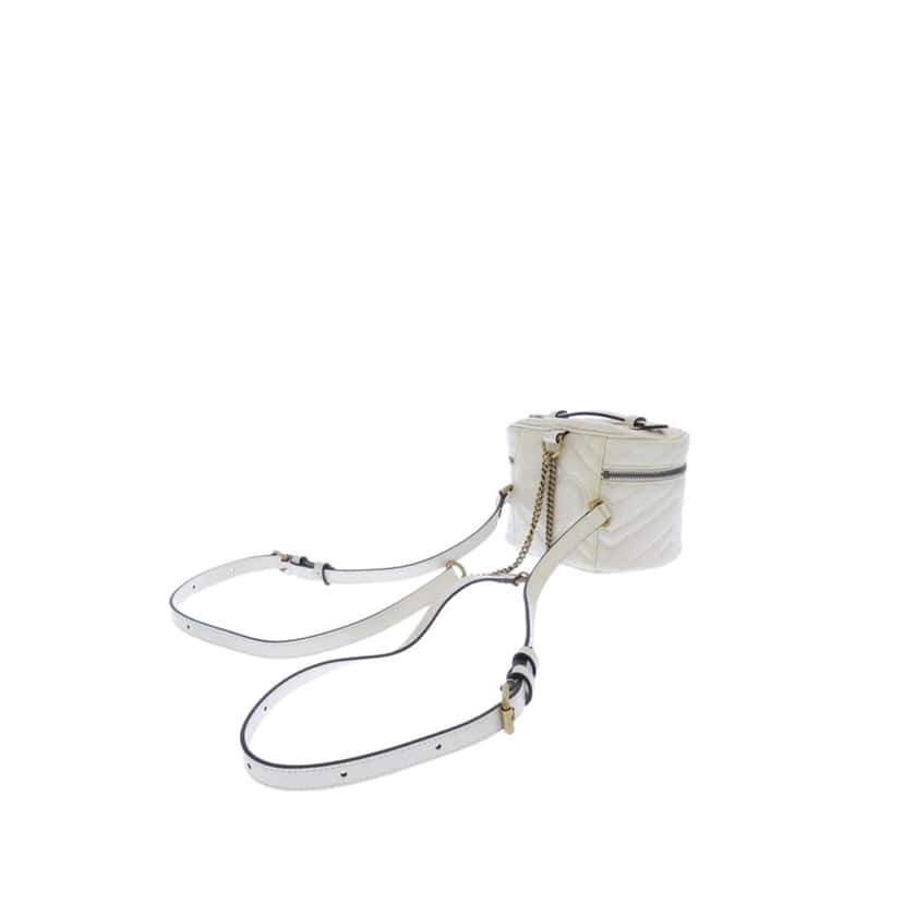 Gucci Mini GG Marmont Matelasse Leather Round Backpack White Leather Good condition - Back View