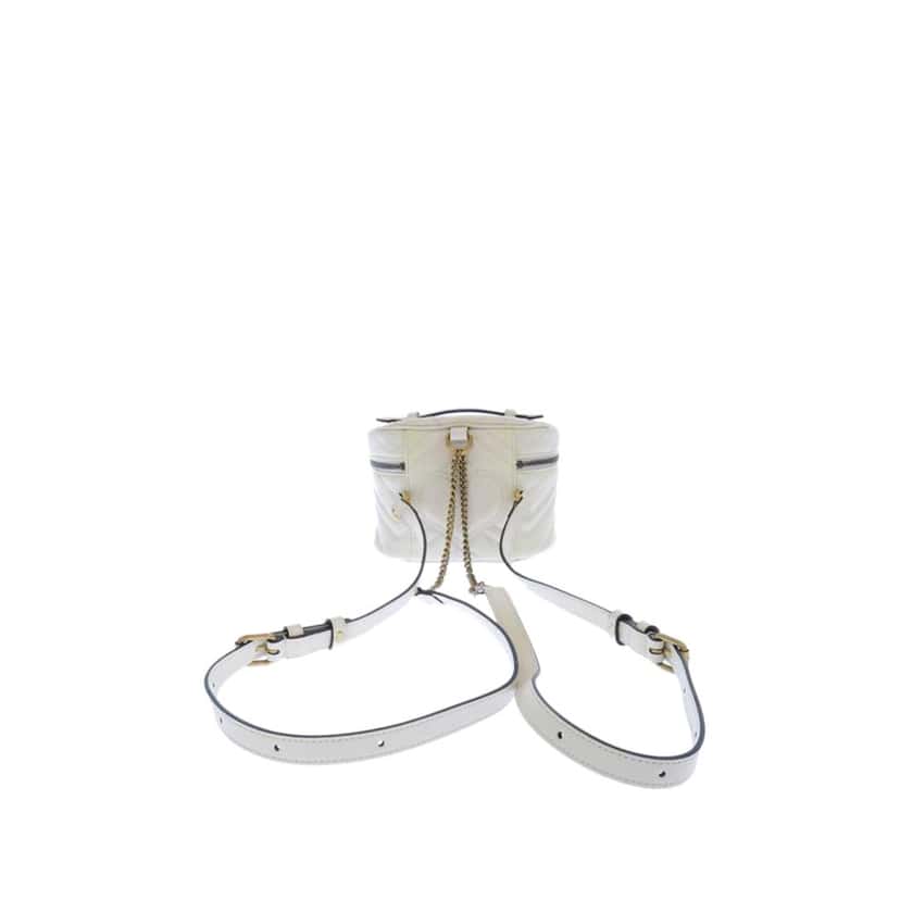 Gucci Mini GG Marmont Matelasse Leather Round Backpack White Leather Good condition - Inside View