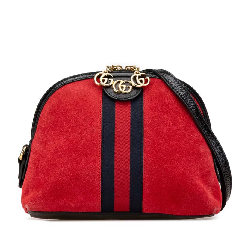 Gucci Small Ophidia Suede Dome Crossbody Red Leather Good condition - Front View