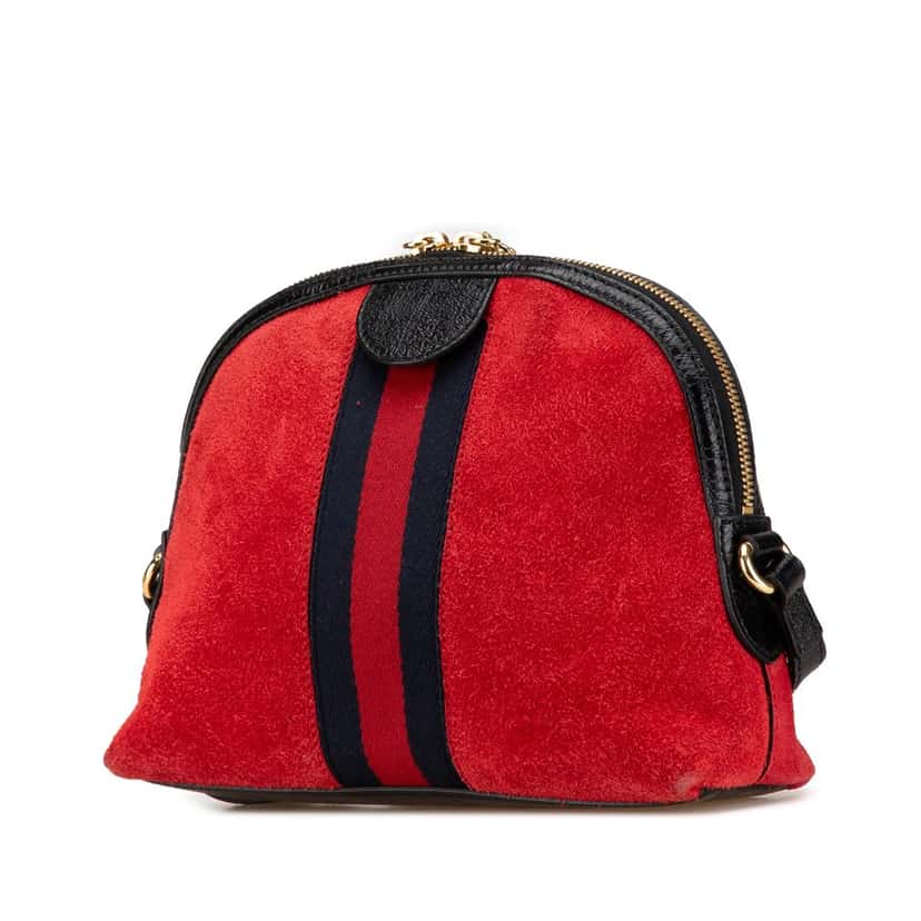 Gucci Small Ophidia Suede Dome Crossbody Red Leather Good condition - Back View