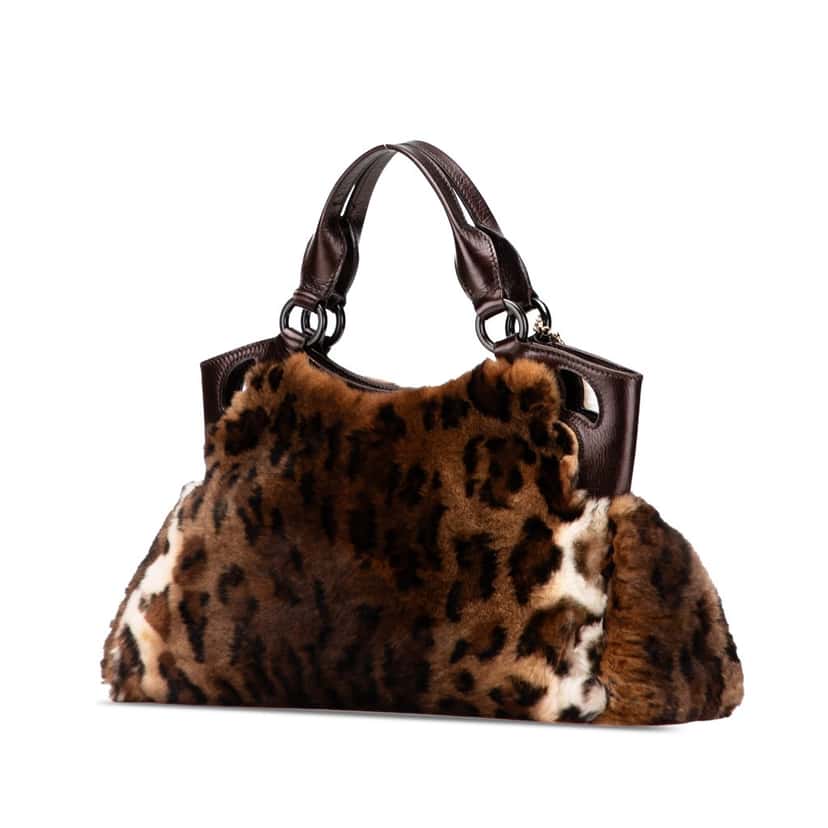 Cartier Leopard Print Fur Marcello De Cartier Tote Brown Good condition - Back View