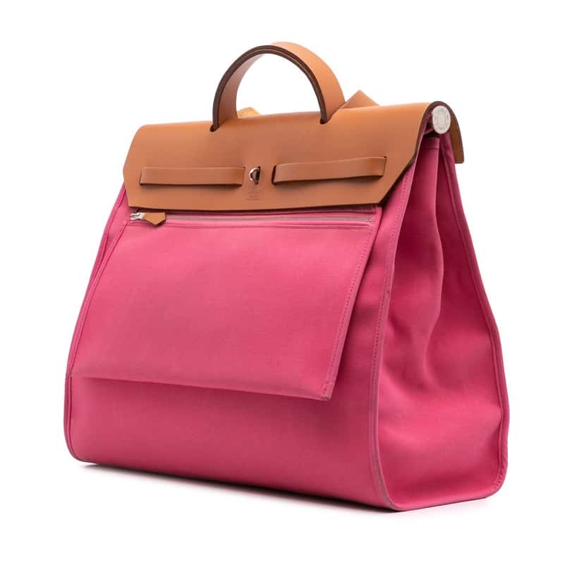 Hermès Toile Herbag Zip 39 Pink Canvas Good condition - Back View