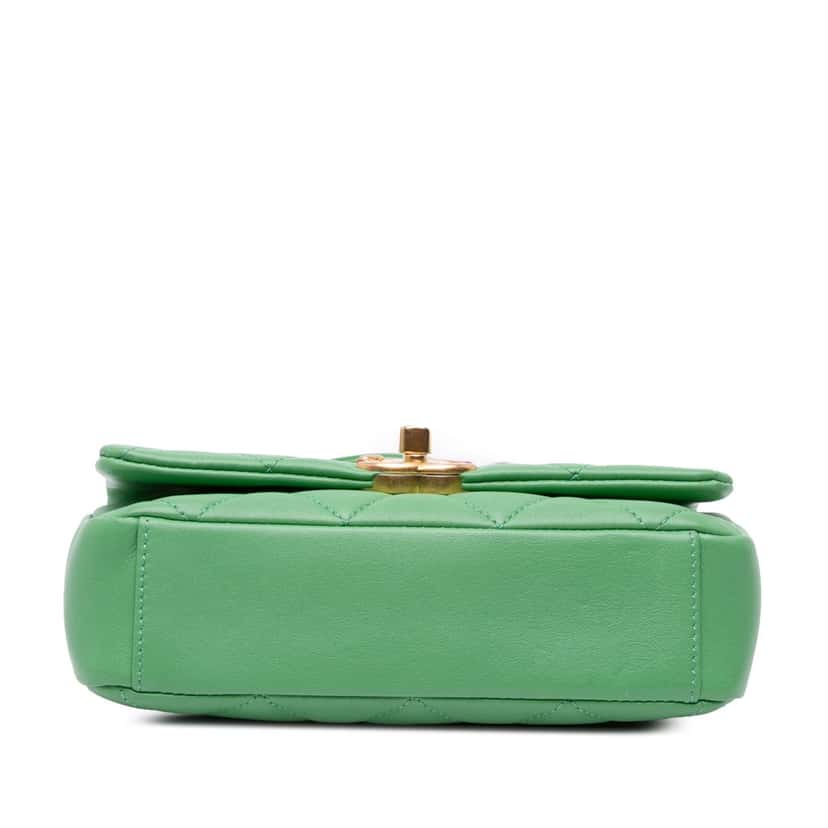 Chanel Small Quilted Lambskin Chain Is More Flap Green Leather Good condition - Inside View