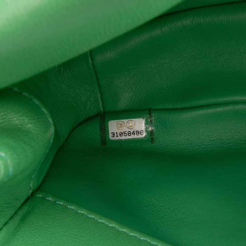 Chanel Small Quilted Lambskin Chain Is More Flap Green Leather Good condition - Box View