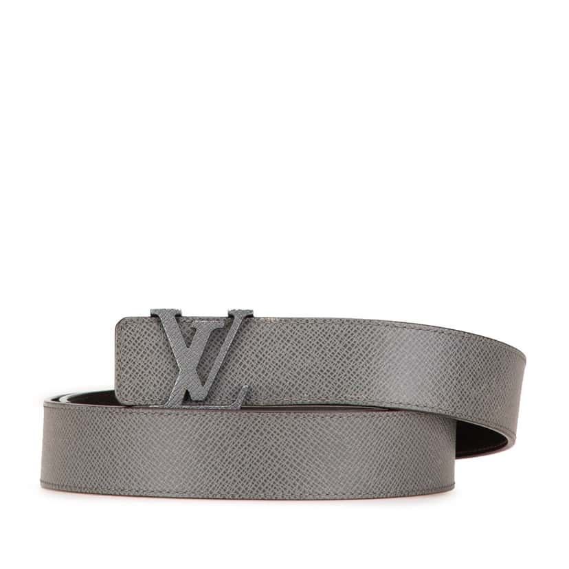 Louis Vuitton Taiga Initiales Belt Grey Leather Good condition - Front View
