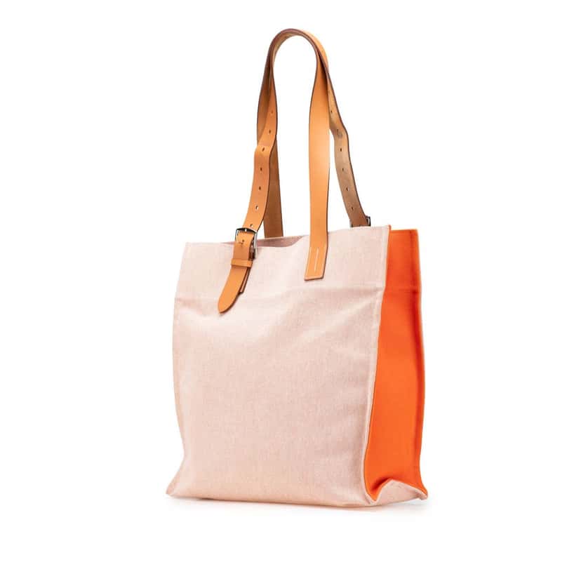 Hermès Canvas Etriviere Shopping Tote Orange Canvas Good condition - Back View
