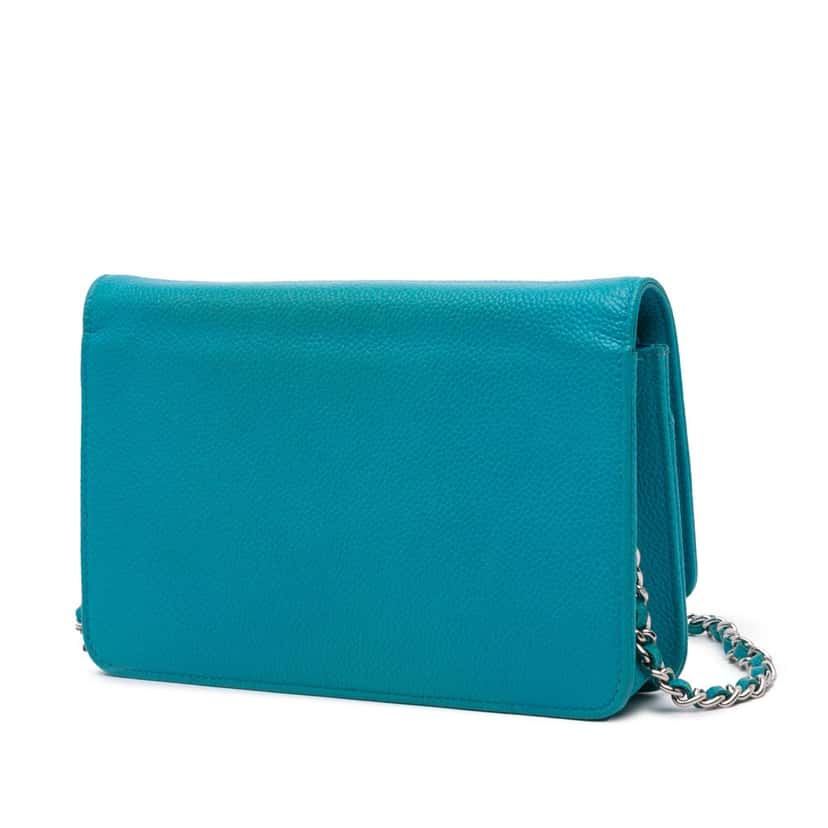 Chanel Caviar Bicolor CC Wallet On Chain Blue Leather Good condition - Back View