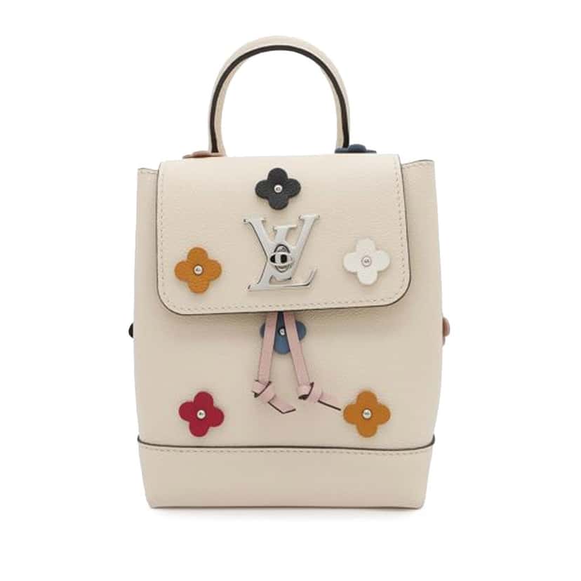 Louis Vuitton Calfskin Flowers Mini Lockme Backpack Pink Leather Good condition - Front View