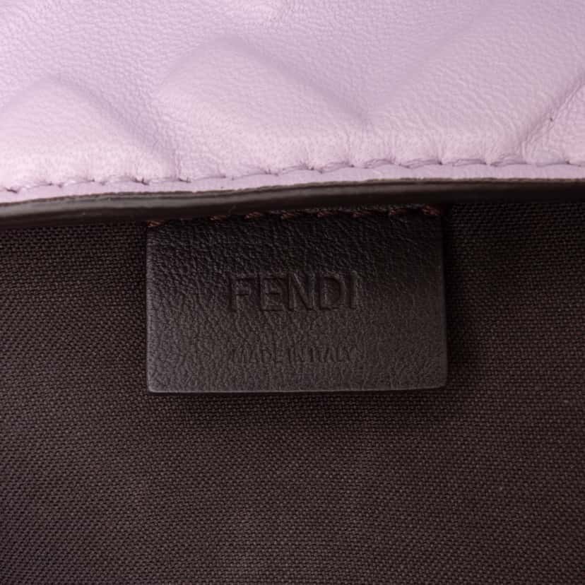 Fendi Mini Zucca Embossed Leather Baguette Satchel Purple Leather Good condition - Box View
