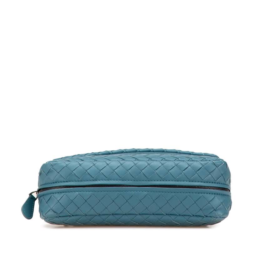 Bottega Veneta Mini Nappa Intrecciato Expandable Chain Crossbody Blue Leather Good condition - Inside View