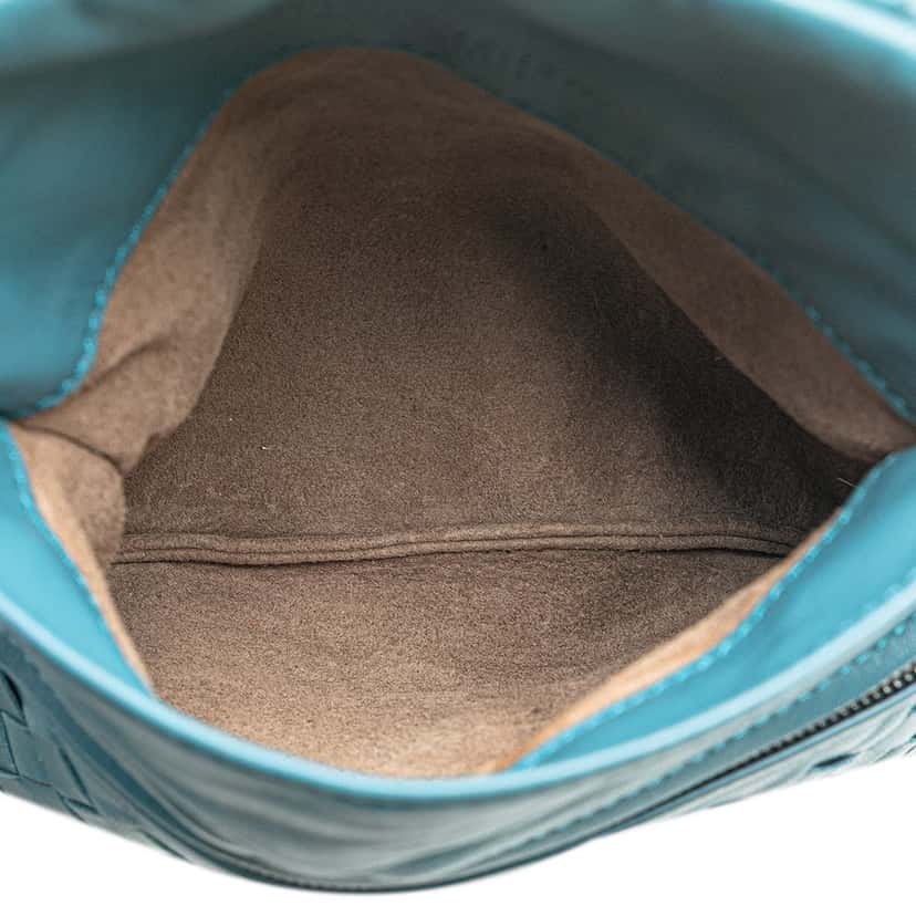Bottega Veneta Mini Nappa Intrecciato Expandable Chain Crossbody Blue Leather Good condition - Box View