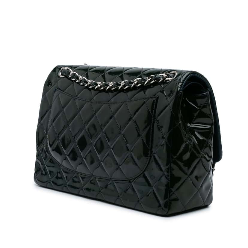 Chanel Jumbo Classic Patent Double Flap Blue Leather Good condition - Back View