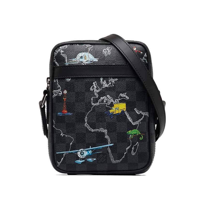 Louis Vuitton Damier Graphite Renaissance Map Danube Slim PM Black Canvas Good condition - Front View