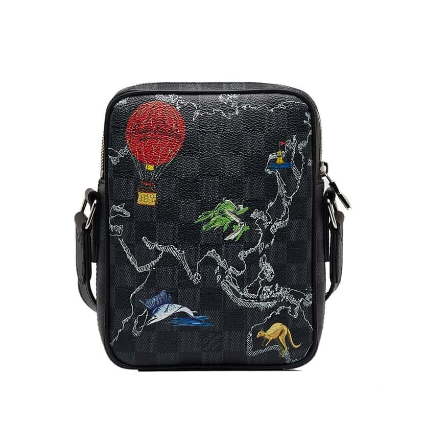 Louis Vuitton Damier Graphite Renaissance Map Danube Slim PM Black Canvas Good condition - Inside View