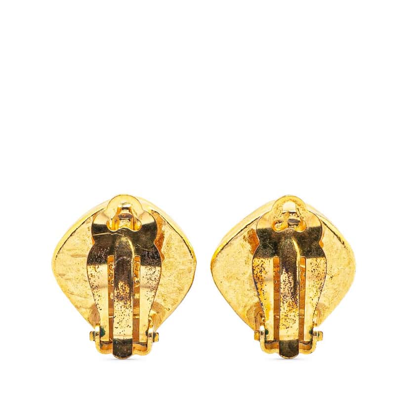 Chanel Gold Plated CC Clip On Earrings Gold Metal Good condition - Back View