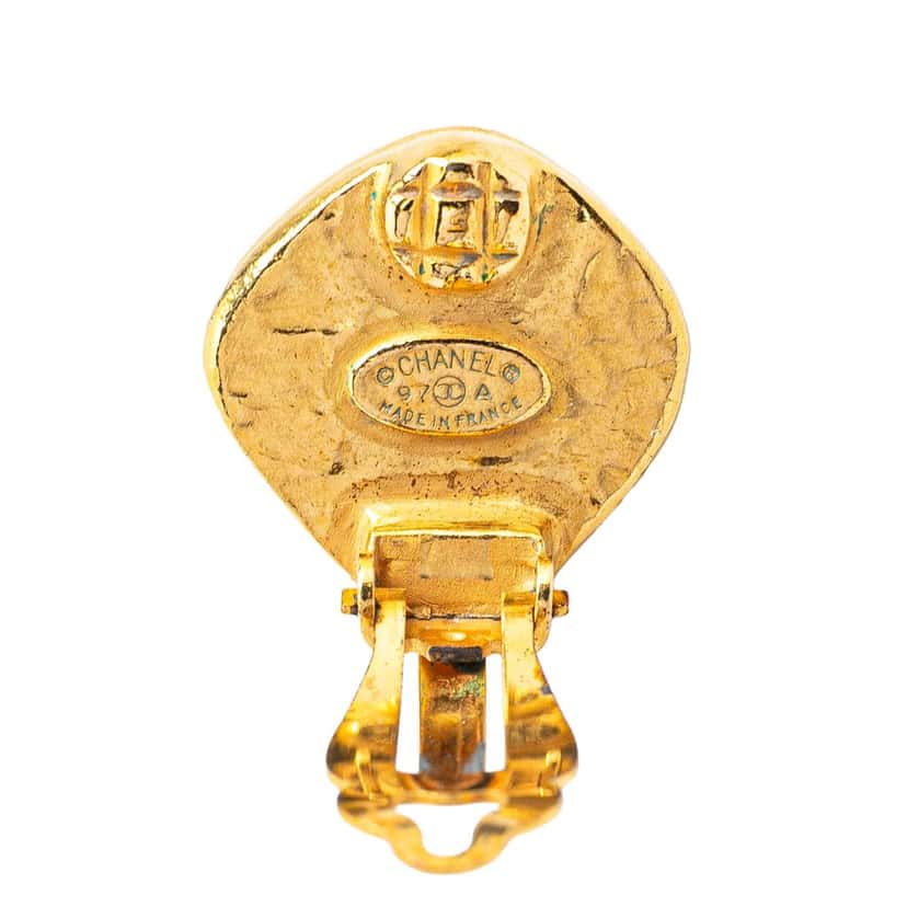 Chanel Gold Plated CC Clip On Earrings Gold Metal Good condition - Inside View