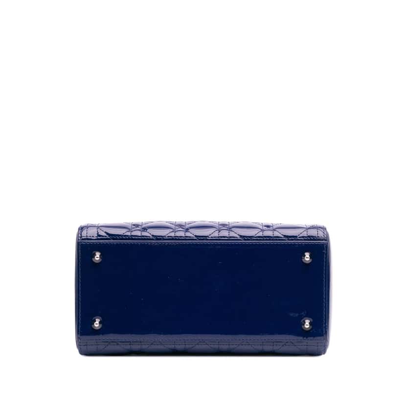 Dior Medium Patent Cannage Lady Dior Blue Leather Good condition - Inside View