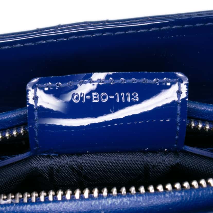 Dior Medium Patent Cannage Lady Dior Blue Leather Good condition - Box View