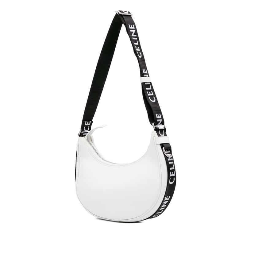 Celine Medium Smooth Calfskin Ava Shoulder Bag with Celine Strap White Leather Good condition - Back View