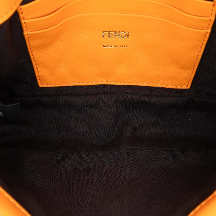 Fendi Mini Zucca Embossed Leather Baguette Satchel Orange Leather Good condition - Model View
