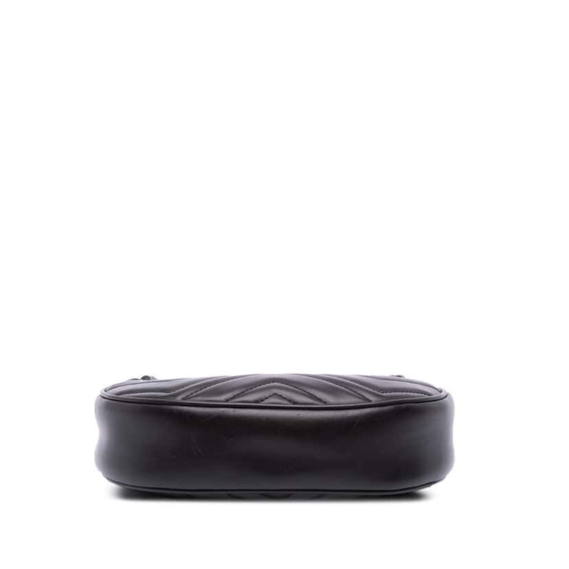 Gucci Mini GG Marmont Half Moon Bag Black Leather Good condition - Inside View