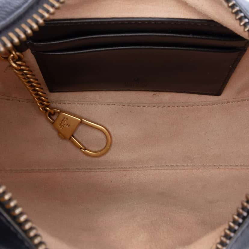 Gucci Mini GG Marmont Half Moon Bag Black Leather Good condition - Model View