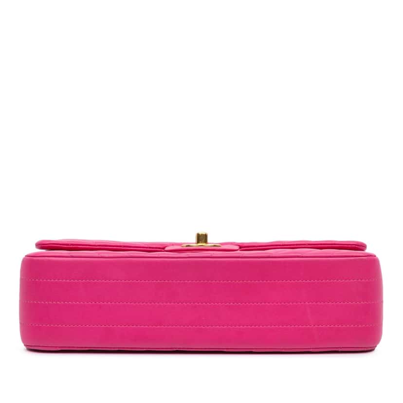 Chanel Medium Classic Chevron Lambskin Double Flap Pink Leather Good condition - Inside View