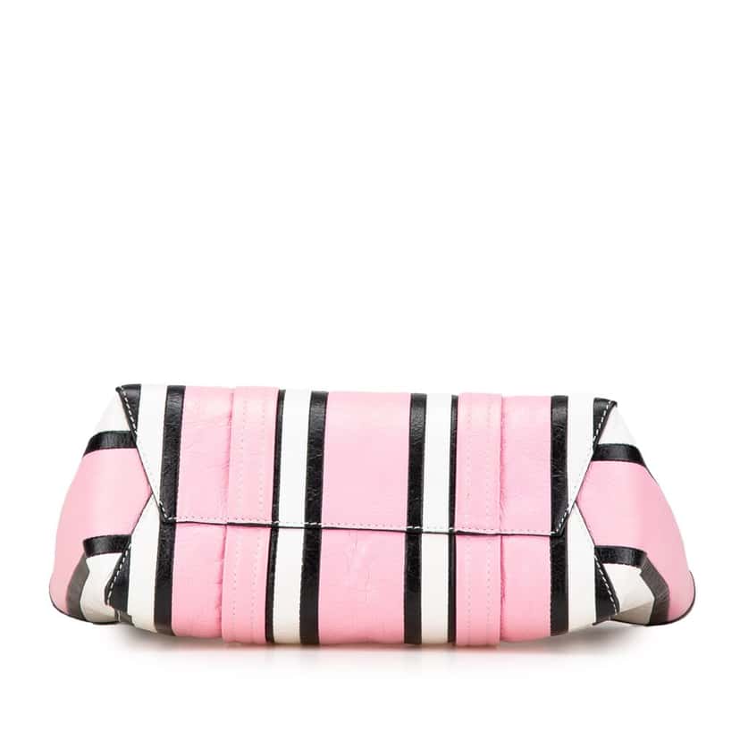 Balenciaga Small Lambskin Barbes East West Striped Shopper Tote Pink Leather Good condition - Inside View