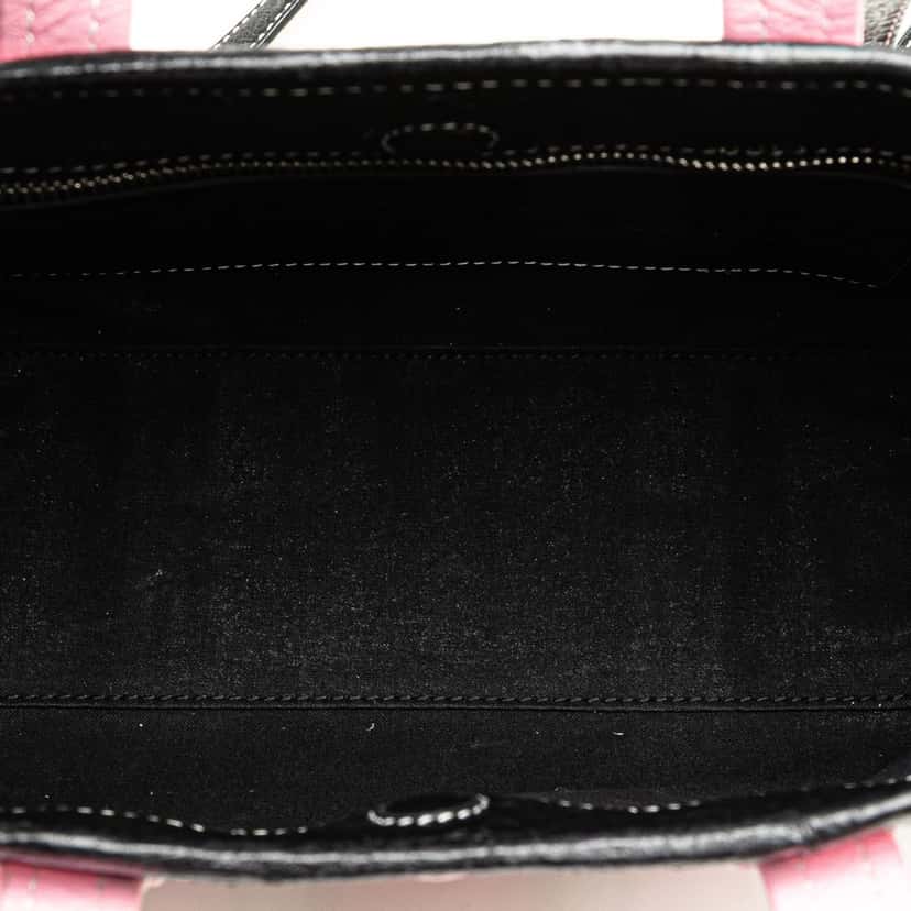 Balenciaga Small Lambskin Barbes East West Striped Shopper Tote Pink Leather Good condition - Model View