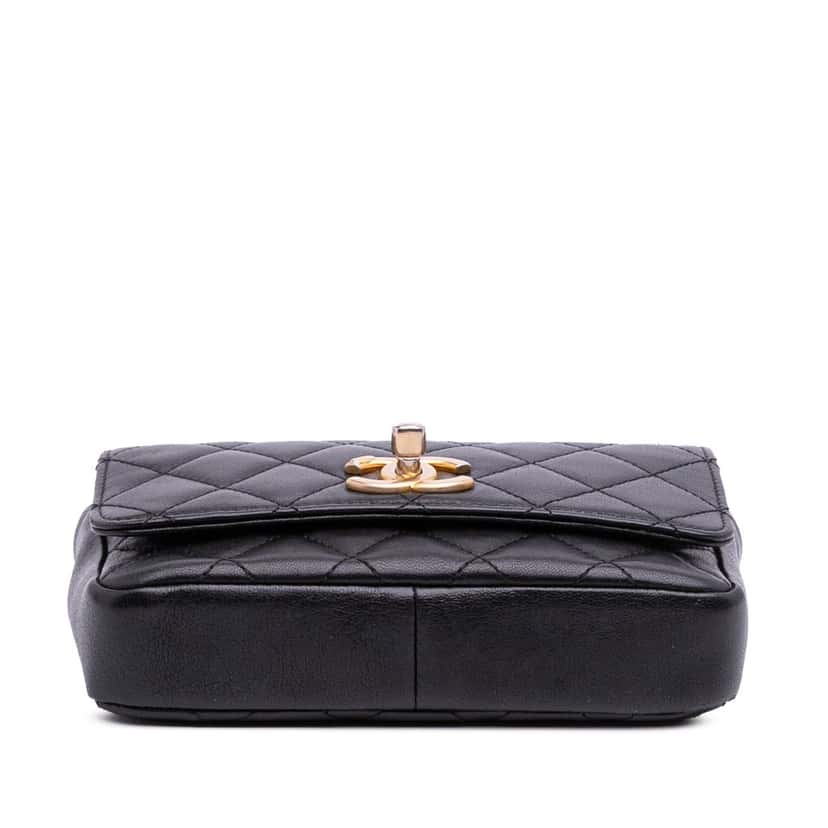 Chanel Small Quilted Lambskin Private Affair Camellia Flap Black Leather Good condition - Inside View