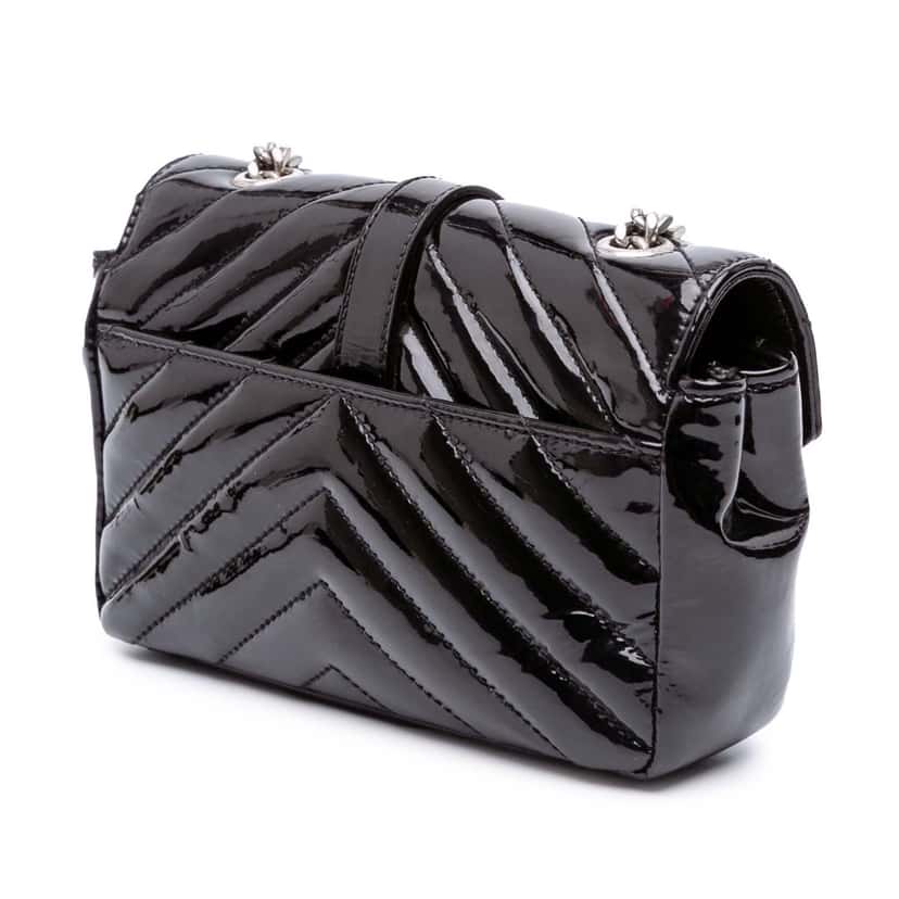 Saint Laurent Baby Patent Chevron Classic Monogram Chain Bag Black Leather Good condition - Back View