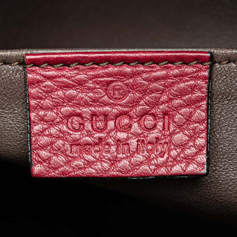 Gucci Pebbled Calfskin Miss Bamboo Bucket Bag Red Leather Good condition - Box View