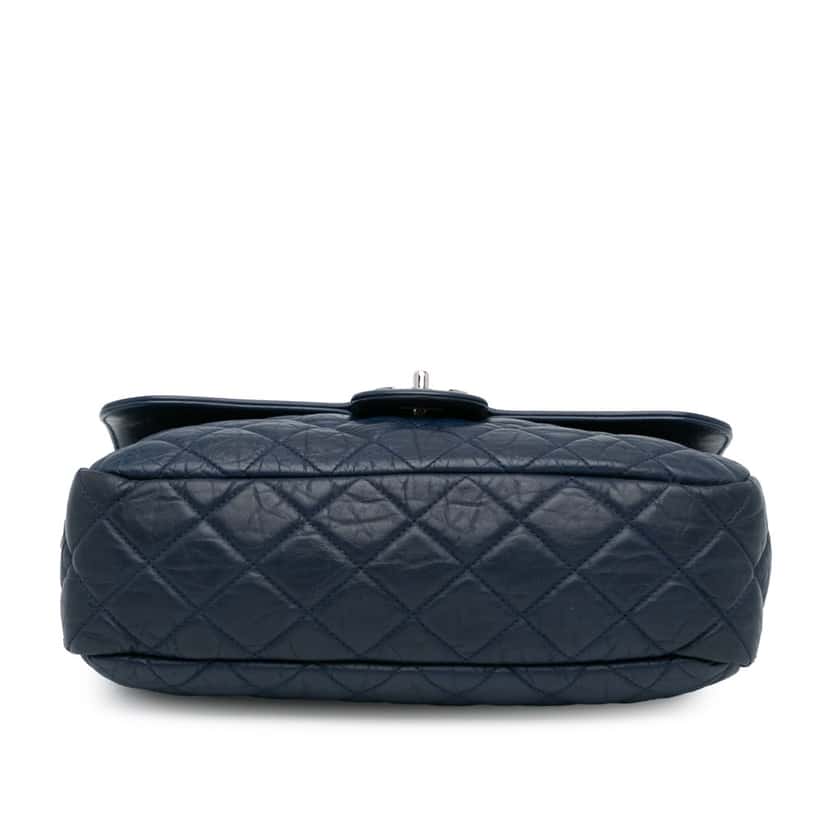 Chanel Quilted Calfskin Easy Zip Flap Blue Leather Good condition - Inside View