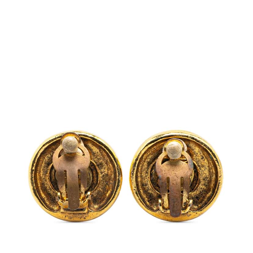 Chanel Gold Plated CC Button Clip on Earrings Gold Metal Good condition - Back View