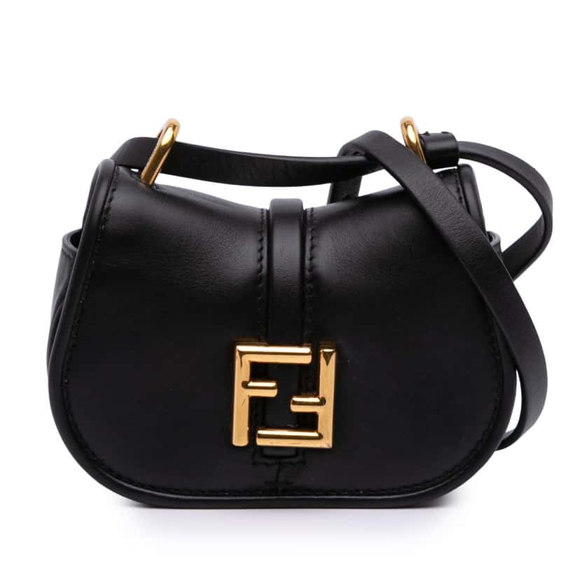 Fendi Mini Leather C mon Crossbody Black Leather Good condition - Front View