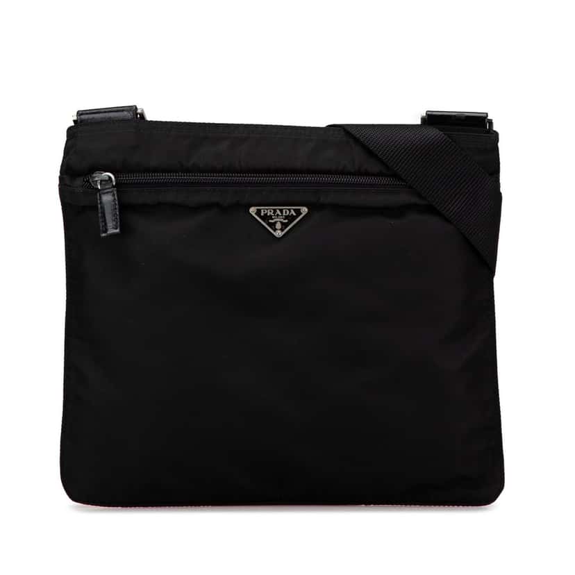 Prada Tessuto Zip Top Crossbody Black Good condition - Front View