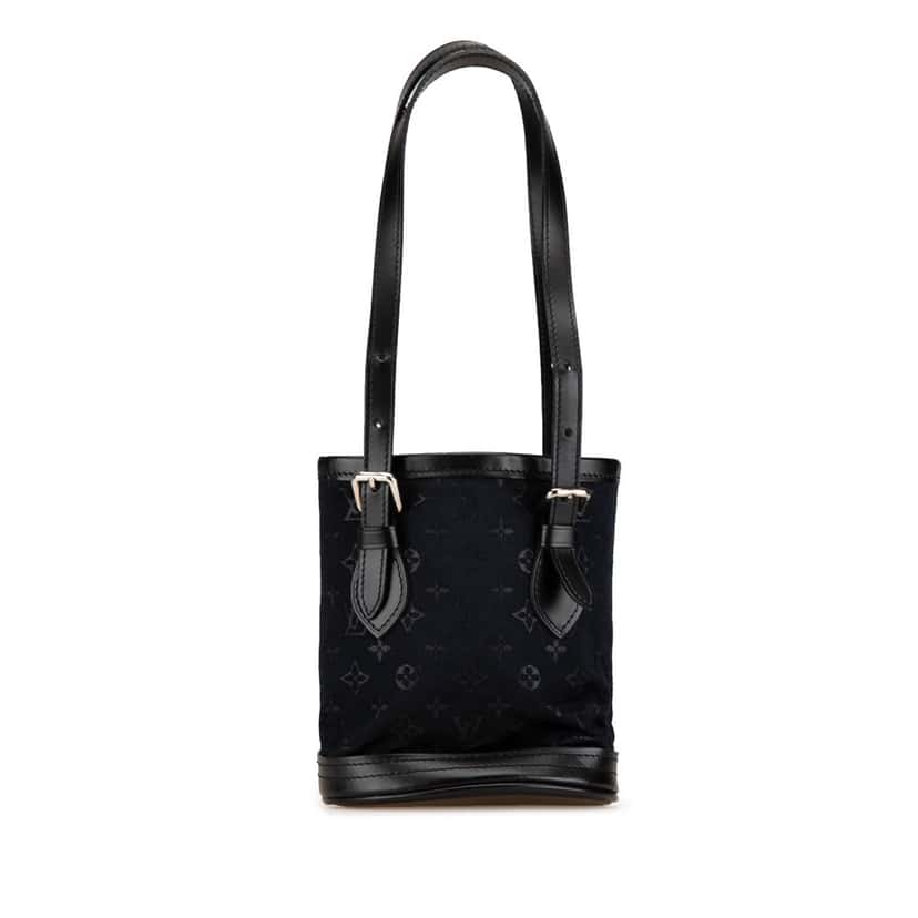 Louis Vuitton Monogram Mini Satin Bucket Black Satin Very good condition - Front View