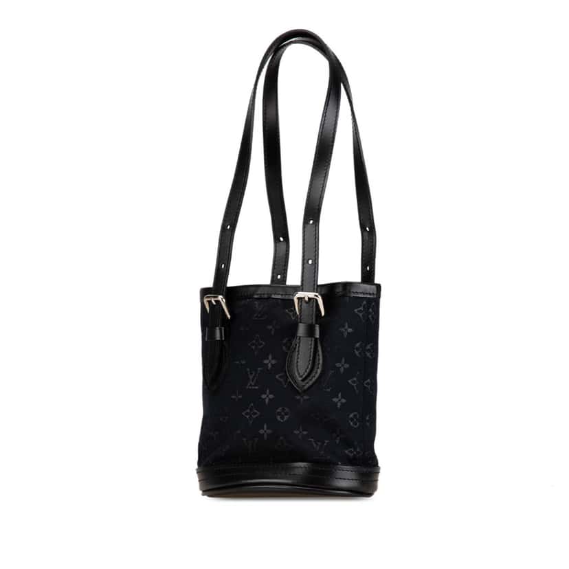 Louis Vuitton Monogram Mini Satin Bucket Black Satin Very good condition - Back View