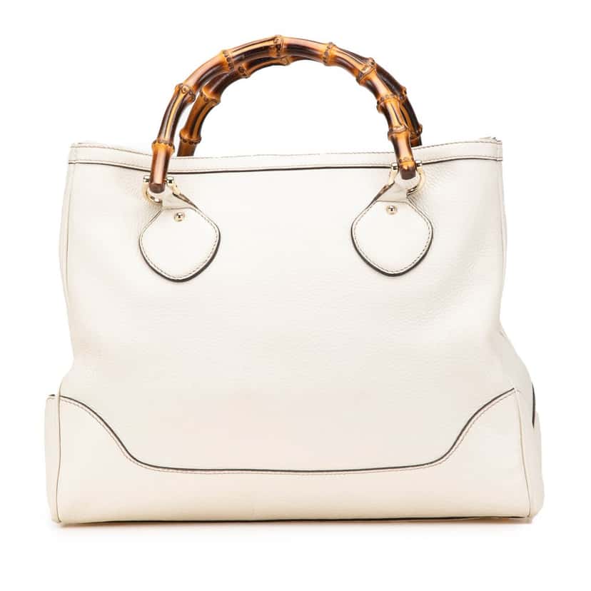 Gucci Medium Leather Bamboo Diana Tote White Leather Fair condition - Front View