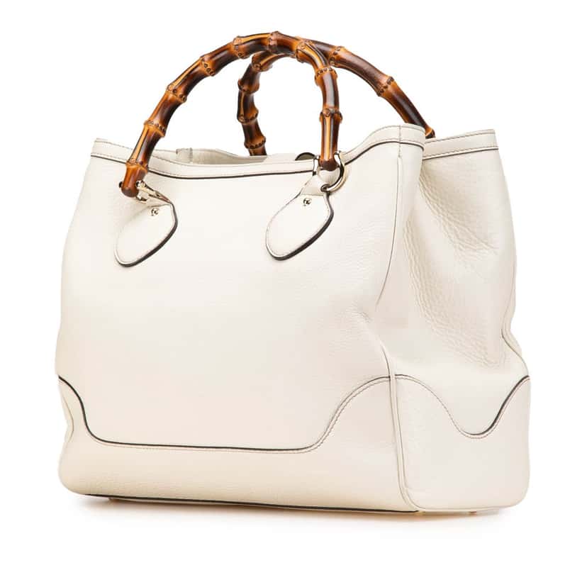 Gucci Medium Leather Bamboo Diana Tote White Leather Fair condition - Back View