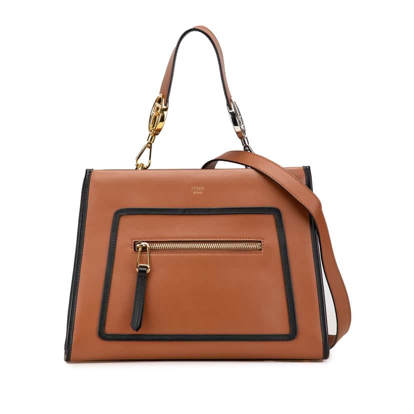 Fendi Small Leather Runaway Satchel Brown Leather Good condition - Front View