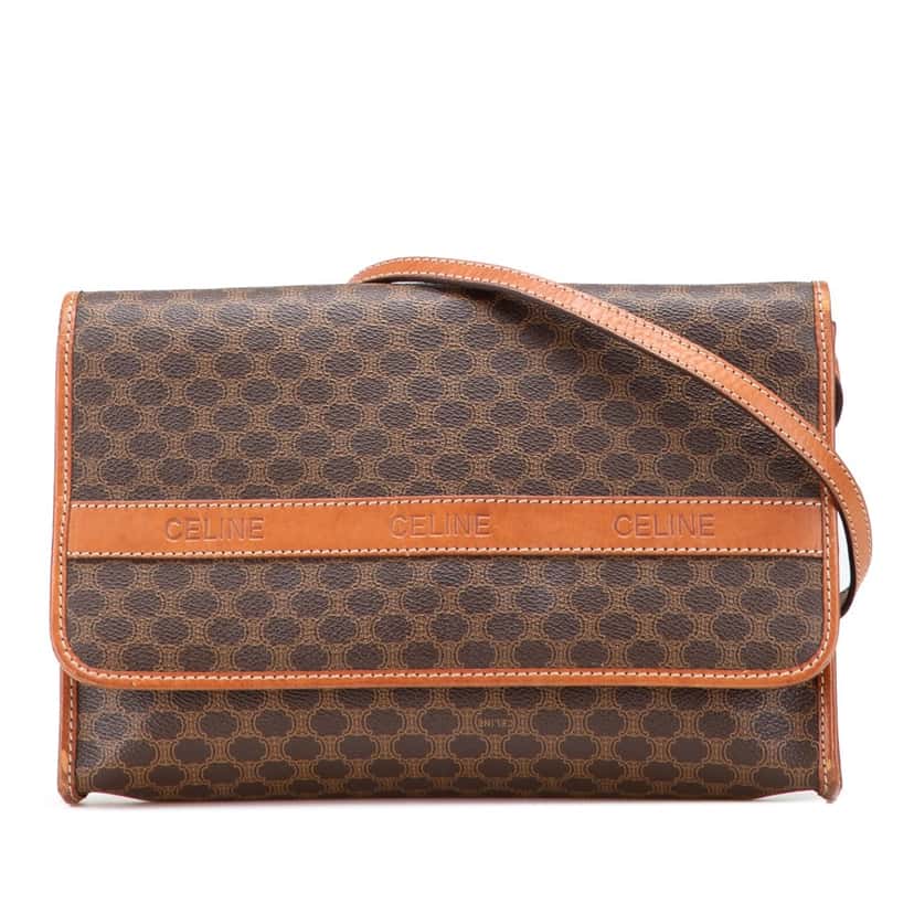 Celine Macadam Coated Canvas Crossbody Brown Canvas Good condition - Front View
