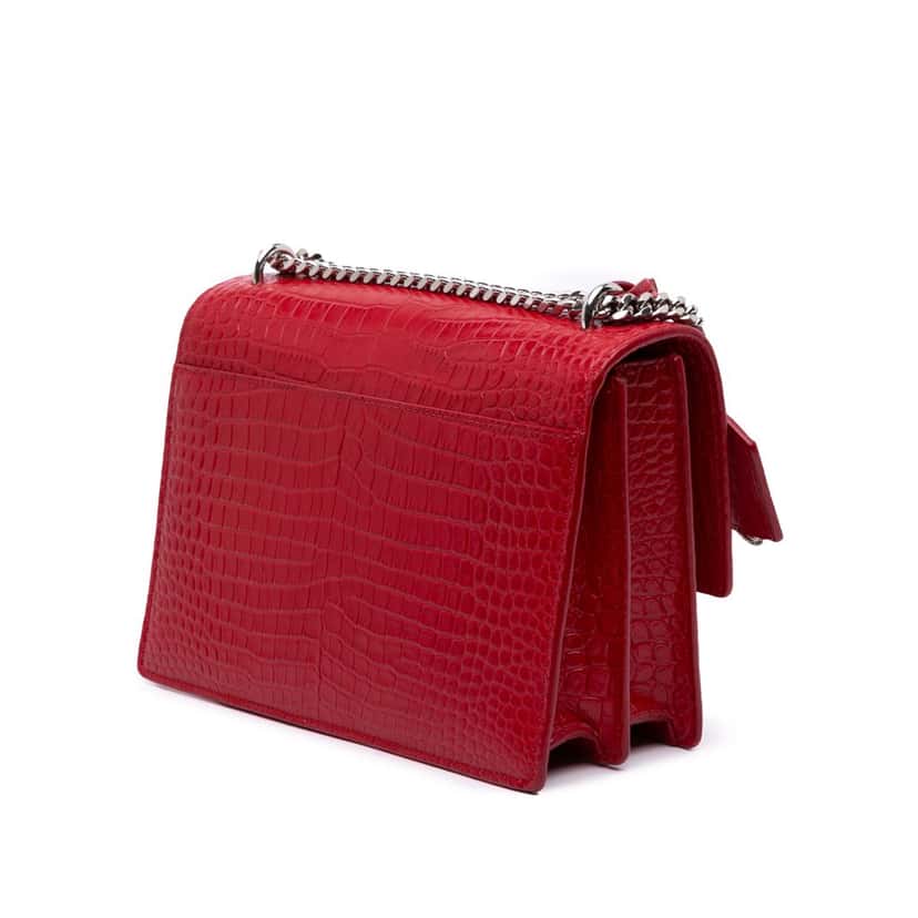 Saint Laurent Medium Croc Embossed Leather Sunset Crossbody Red Leather Good condition - Back View