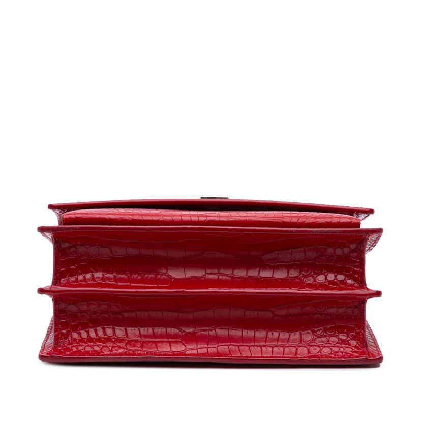 Saint Laurent Medium Croc Embossed Leather Sunset Crossbody Red Leather Good condition - Inside View
