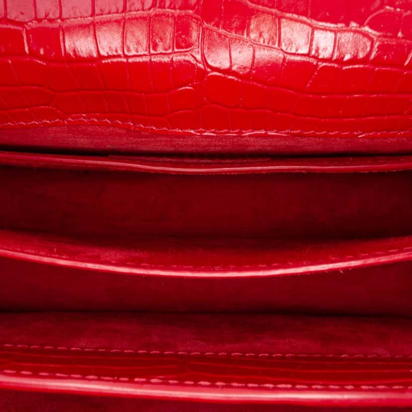 Saint Laurent Medium Croc Embossed Leather Sunset Crossbody Red Leather Good condition - Model View