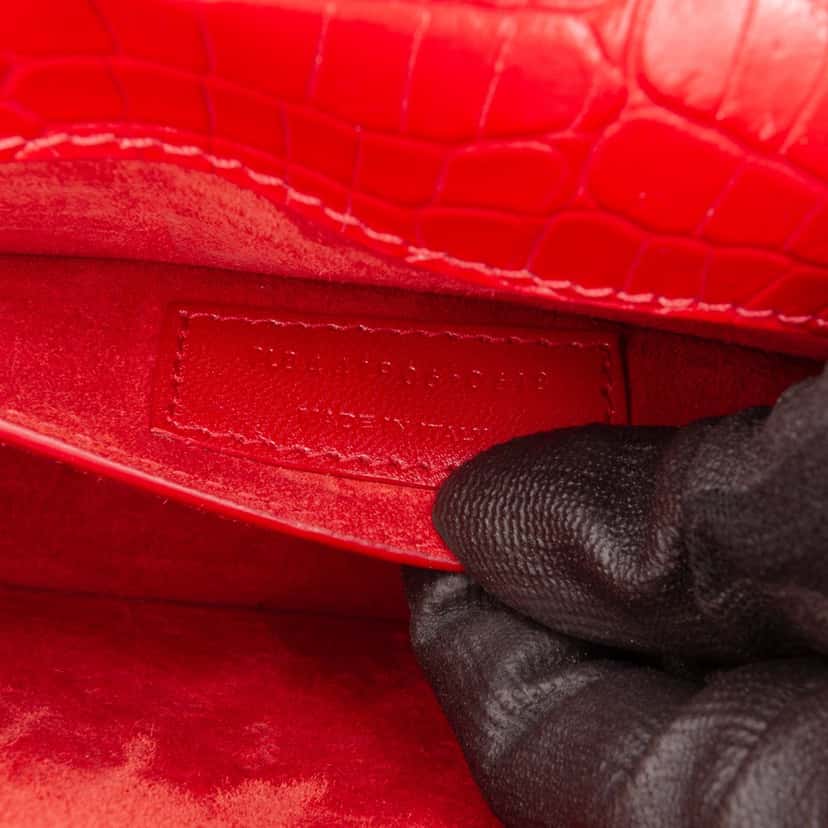 Saint Laurent Medium Croc Embossed Leather Sunset Crossbody Red Leather Good condition - Box View