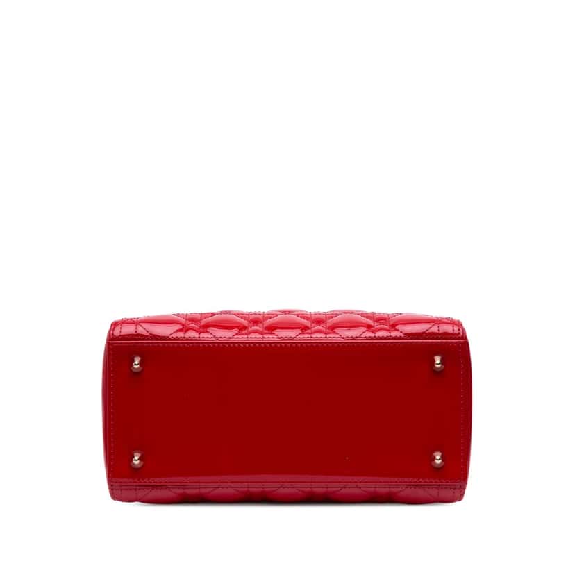Dior Medium Patent Cannage Lady Dior Red Leather Good condition - Inside View