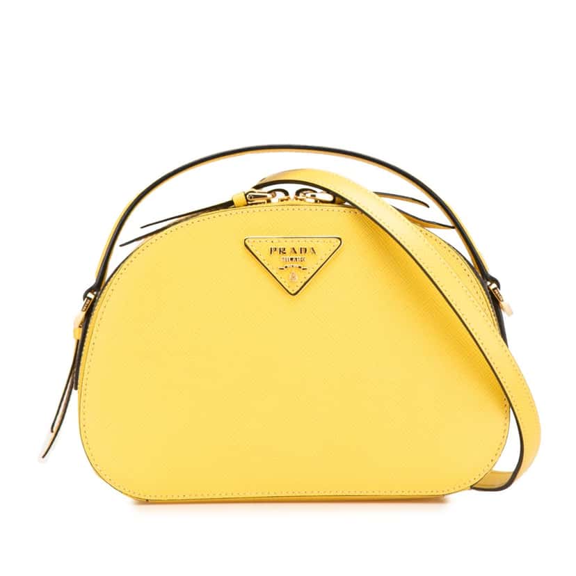 Prada Saffiano Lux Odette Satchel Yellow Leather Good condition - Front View