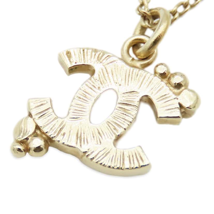 Chanel Gold Plated CC Rhinestones Pendant Necklace Gold Metal Good condition - Inside View