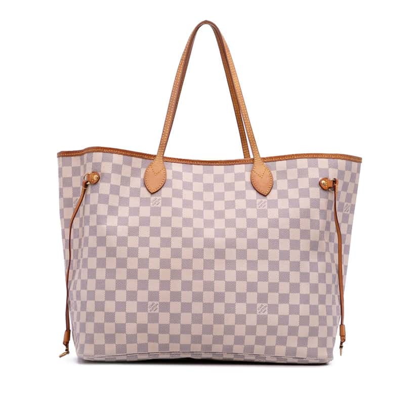 Louis Vuitton Damier Azur Neverfull GM White Canvas Good condition - Front View